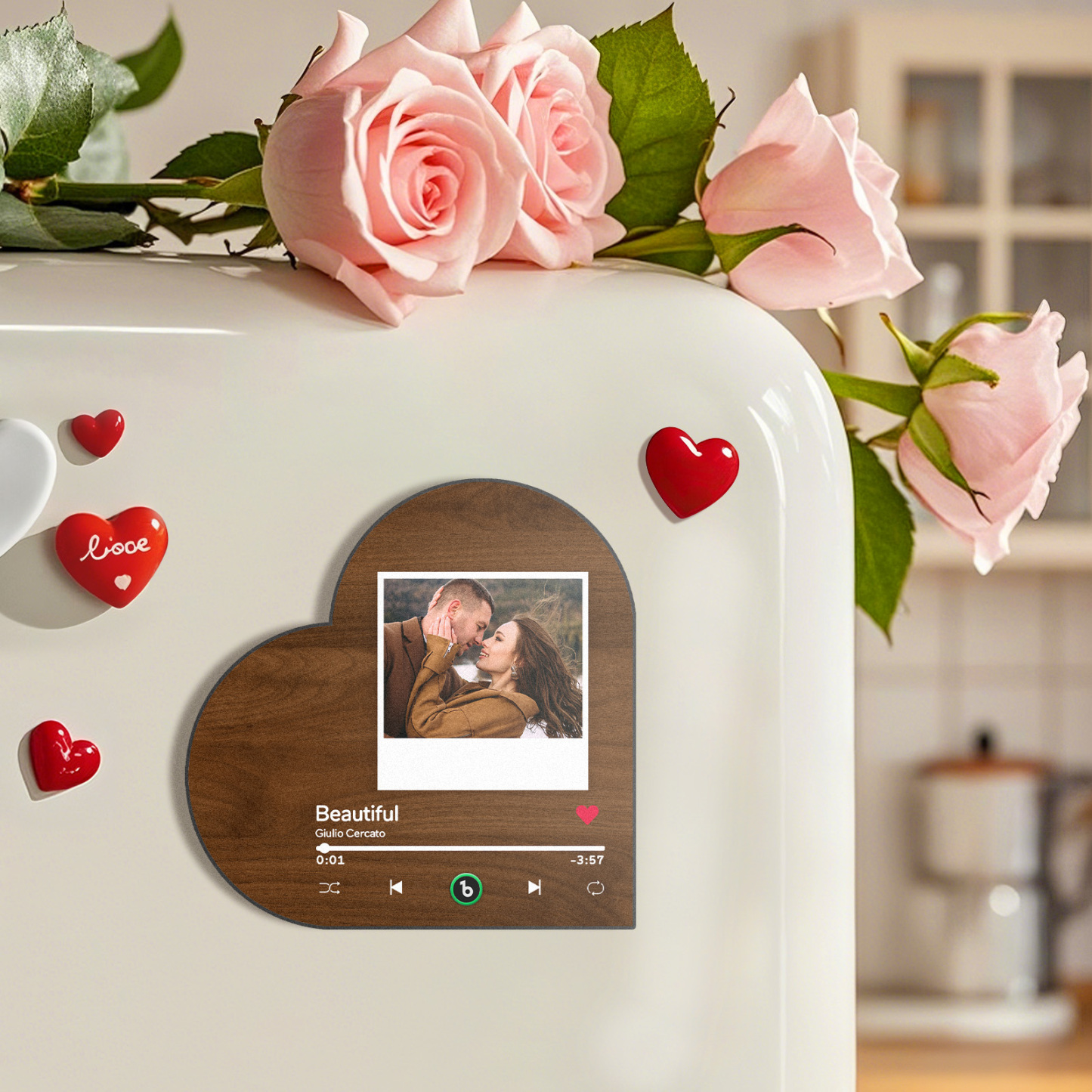 Custom Music Fridge Magnet Custom Heart Frame Album Fridge Magnet Music Wall Photo Sticker