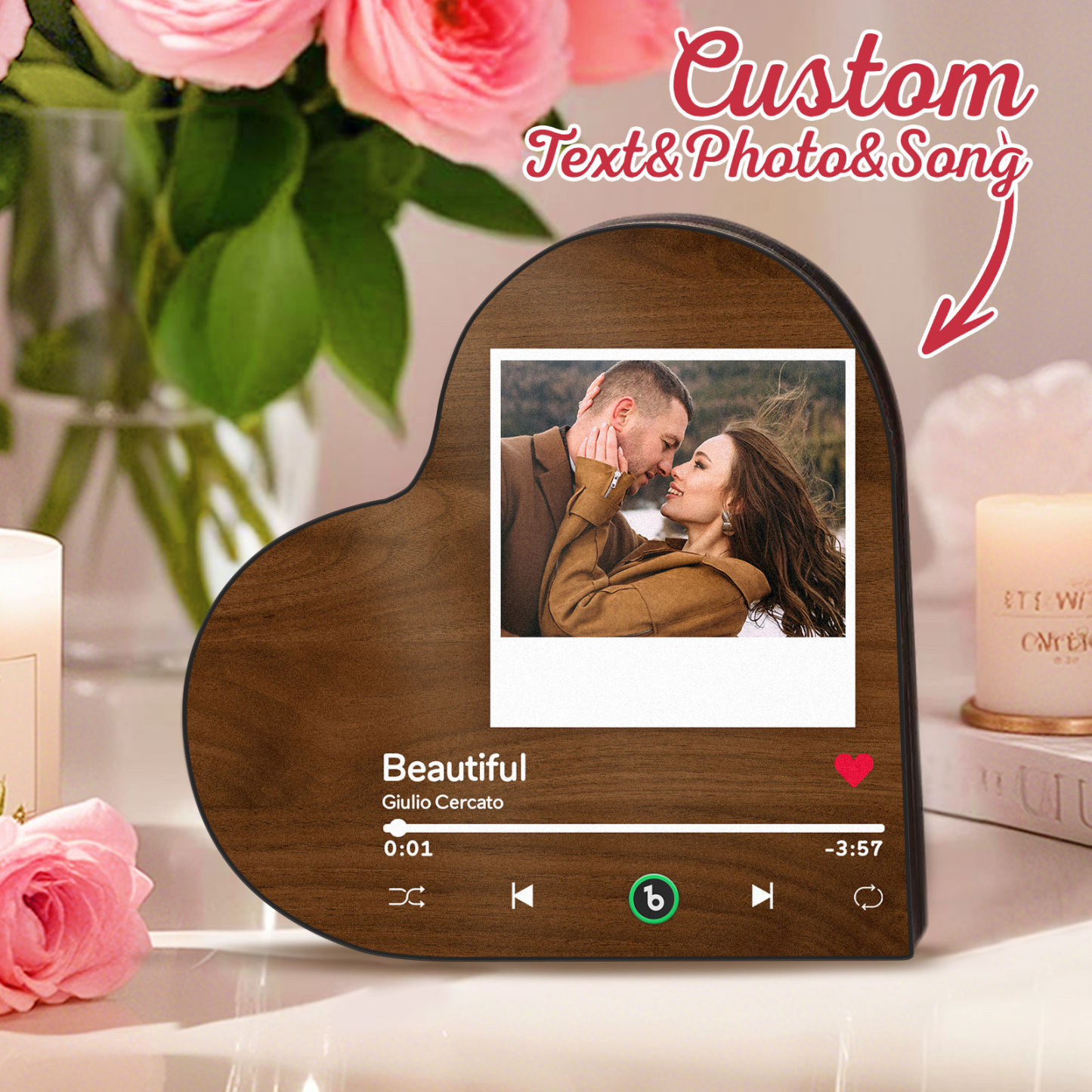 Custom Music Fridge Magnet Custom Heart Frame Album Fridge Magnet Music Wall Photo Sticker