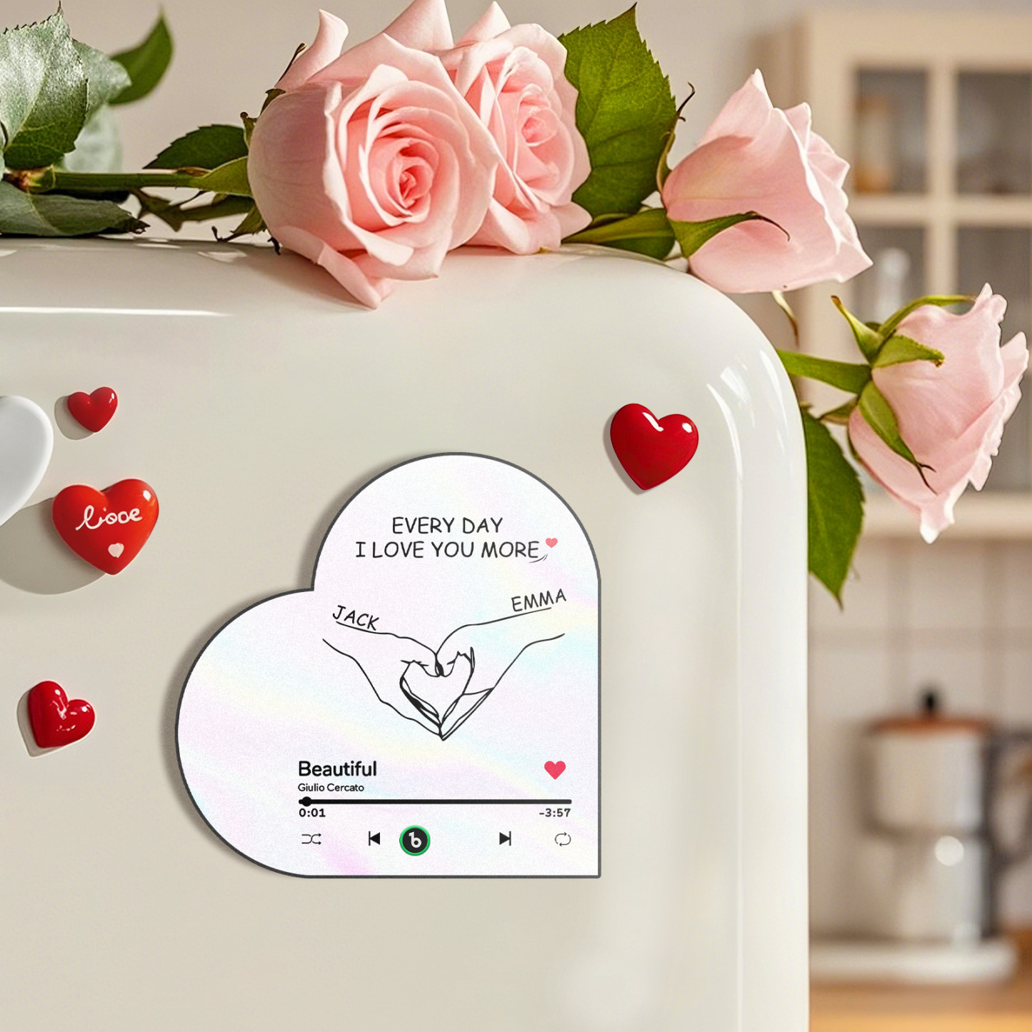 Custom Music Fridge Magnet Custom Heart Frame Album Fridge Magnet Music Wall Photo Sticker