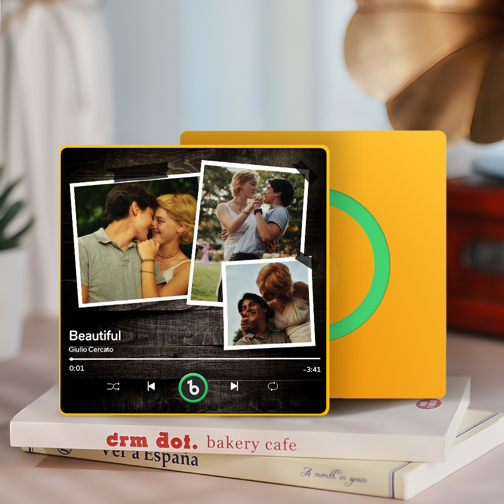 Custom Pink Wood Grain Background Custom Music Photo Refrigerator Magnet For Your Beloved