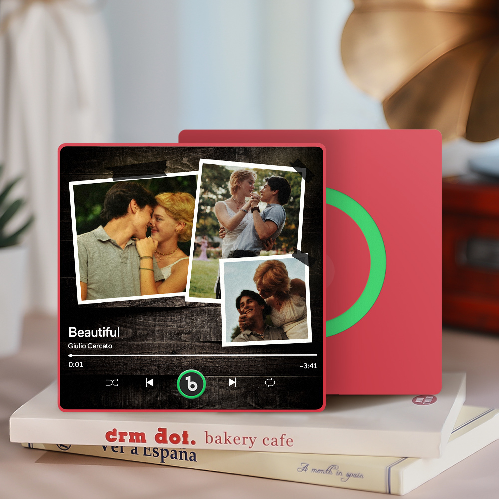 Custom Pink Wood Grain Background Custom Music Photo Refrigerator Magnet For Your Beloved