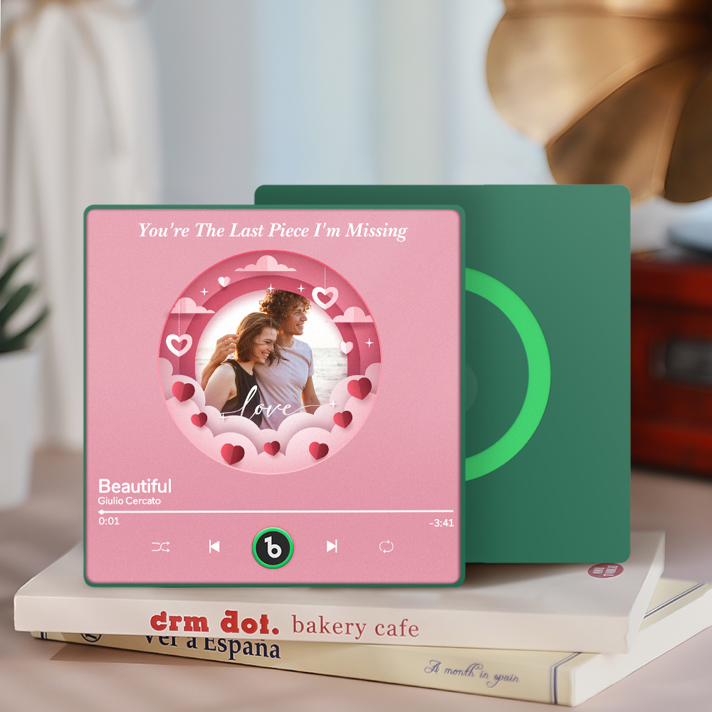 Customized Pink Heart-Shaped Refrigerator Magnet Customized Music And Photo Refrigerator Magnet As A Gift For Her