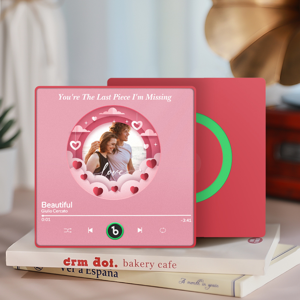 Customized Pink Heart-Shaped Refrigerator Magnet Customized Music And Photo Refrigerator Magnet As A Gift For Her