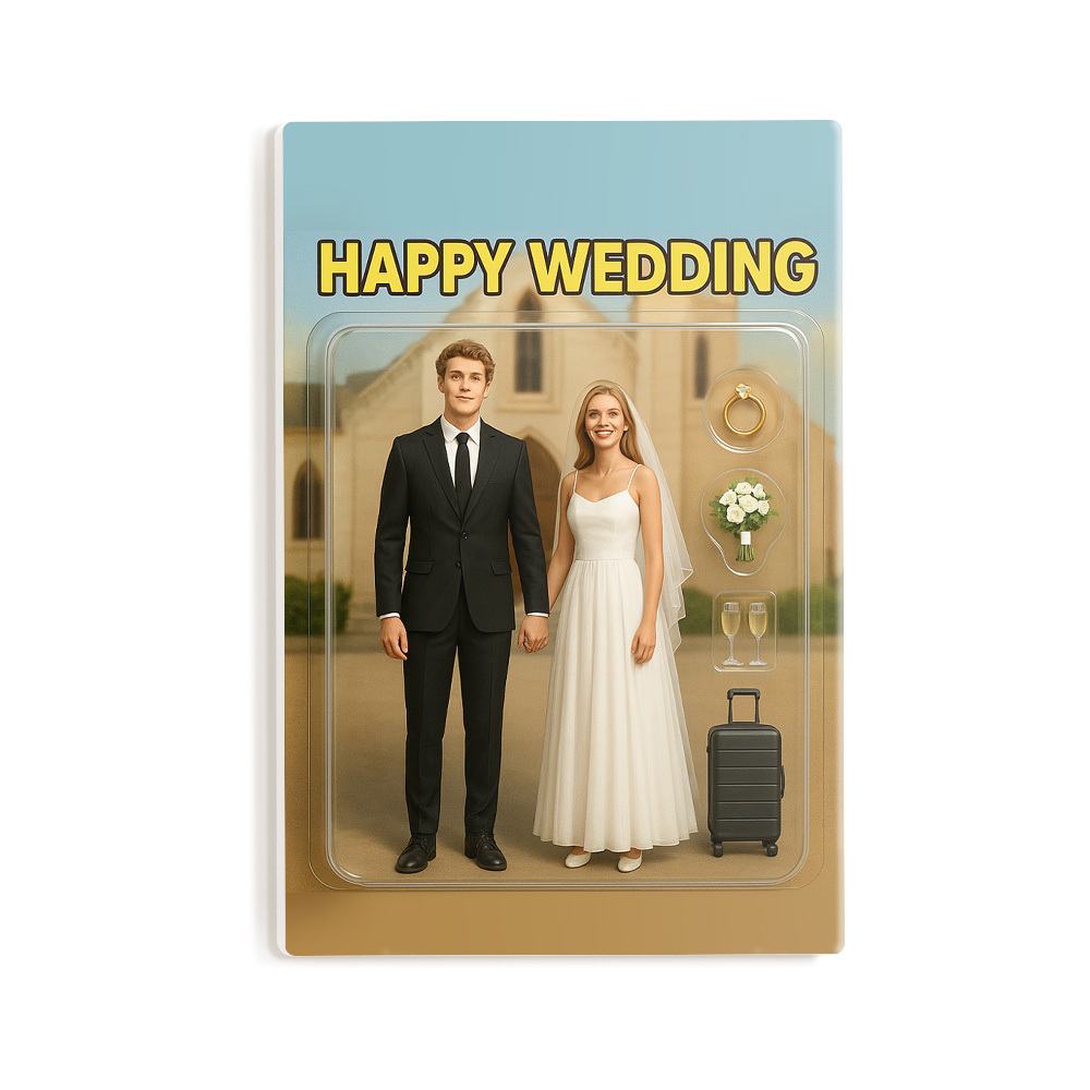 Full Body Custom 3D Effect Action Figure Pack Packaging Toy Box Style Art Gift Personalized Acrylic Fridge Magnets Couple's Gifts Wedding Gifts