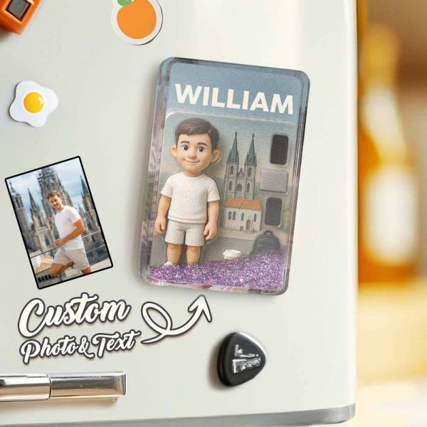 Custom 3D Effect Action Figure Pack Packaging Toy Box Style Art Gift Personalized Quicksand Fridge Magnet Gift for Father