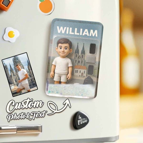 Custom 3D Effect Action Figure Pack Packaging Toy Box Style Art Gift Personalized Quicksand Fridge Magnet Gift for Father