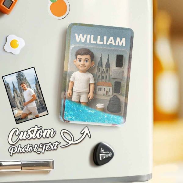 Custom 3D Effect Action Figure Pack Packaging Toy Box Style Art Gift Personalized Quicksand Fridge Magnet Gift for Father