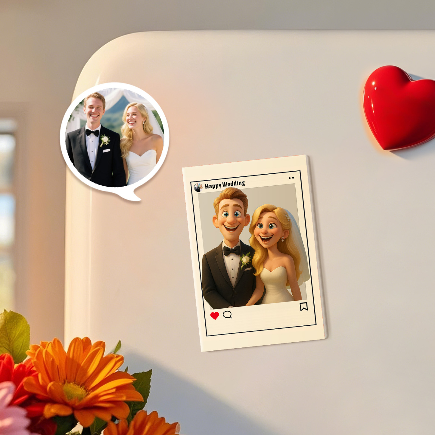 Custom Cartoon Style Art Gift Personalized Acrylic Fridge Magnets Couple's Gifts Wedding Gifts