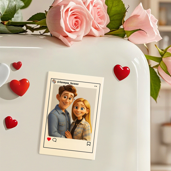Custom Cartoon Style Art Gift Personalized Acrylic Fridge Magnets Couple's Gifts Wedding Gifts
