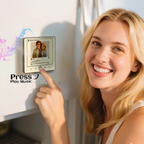 Personalized Cartoon Instagram Style Photo Album Fridge Magnet Music Wall Photo Sticker Music Movement That Can Be Played Without Cell Phone Music Fridge Magnet Pro Can Play Songs Best Gift for Lover -