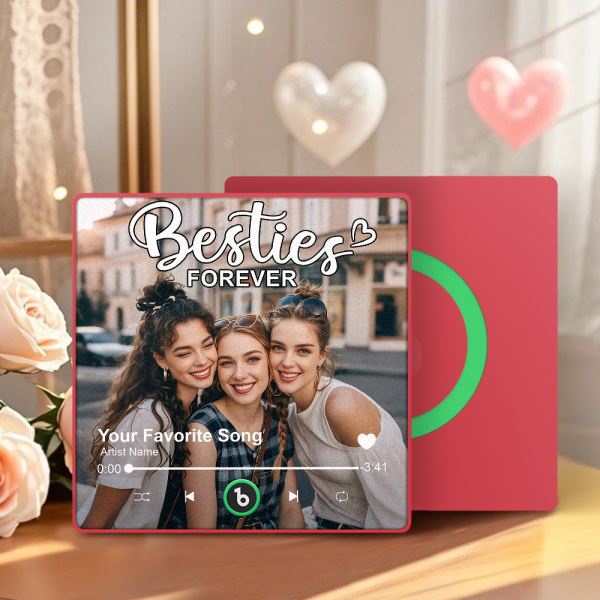 Personalized Music Fridge Magnet Custom Besties Forever Song Magnet Heartfelt Gift For Best Friends