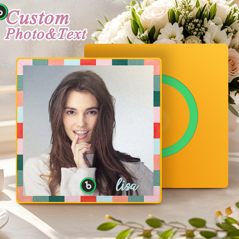 Custom Music Fridge Magnets Single Color Frame Style Custom Music Picture And Lettering For Her