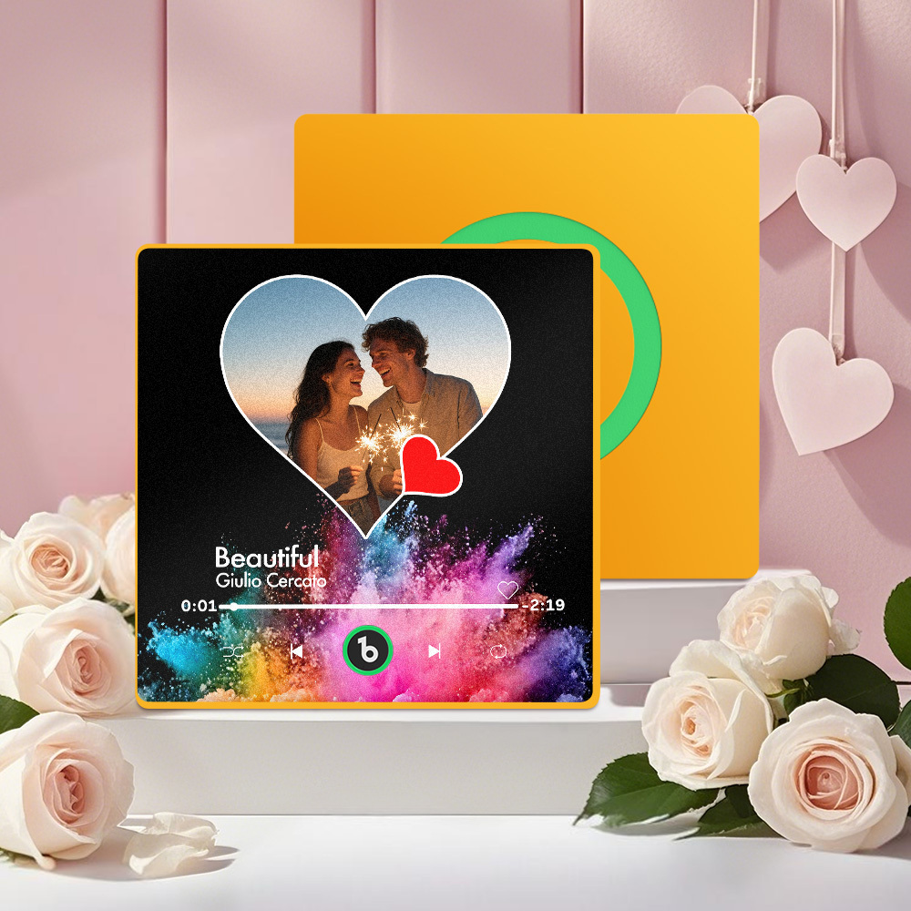 Custom Music Fridge Magnets With Colorful Heart Designs Custom Music And Images For Your Loved Ones