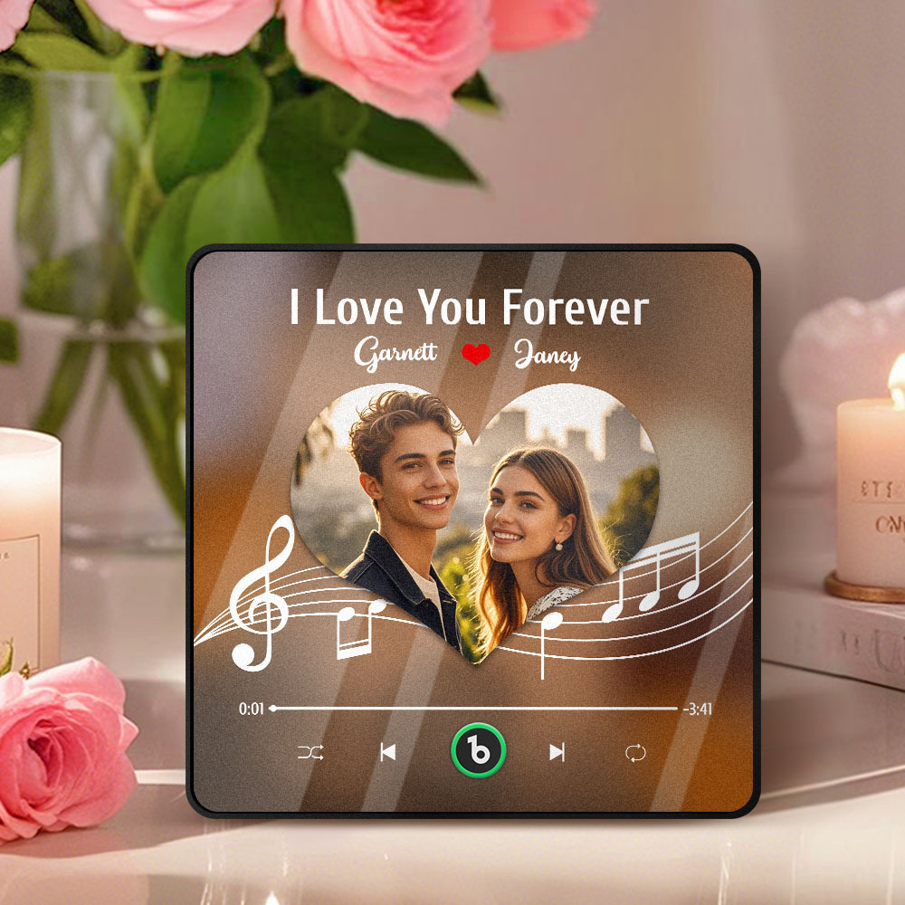 Custom Music Fridge Magnets With Sheet Music And Love Hearts Custom Photos And Text For Couples