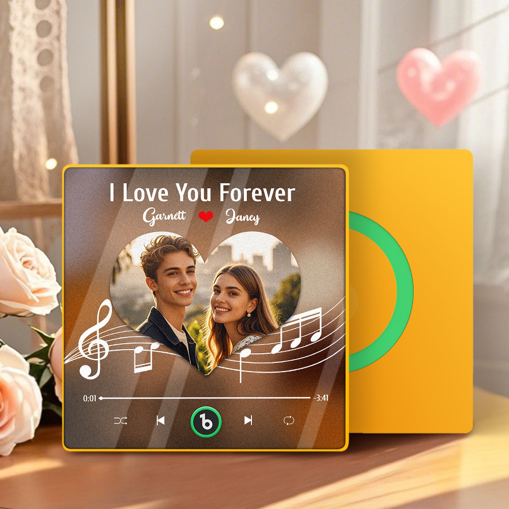 Custom Music Fridge Magnets With Sheet Music And Love Hearts Custom Photos And Text For Couples