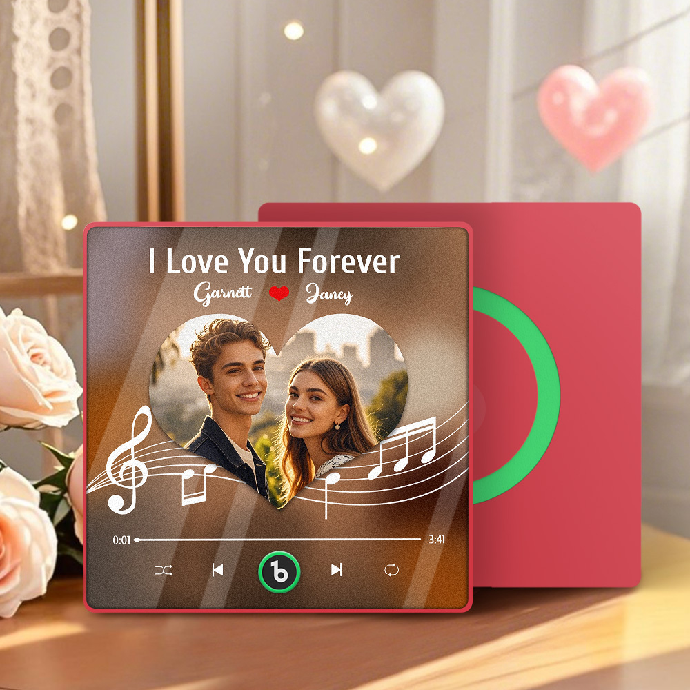 Custom Music Fridge Magnets With Sheet Music And Love Hearts Custom Photos And Text For Couples