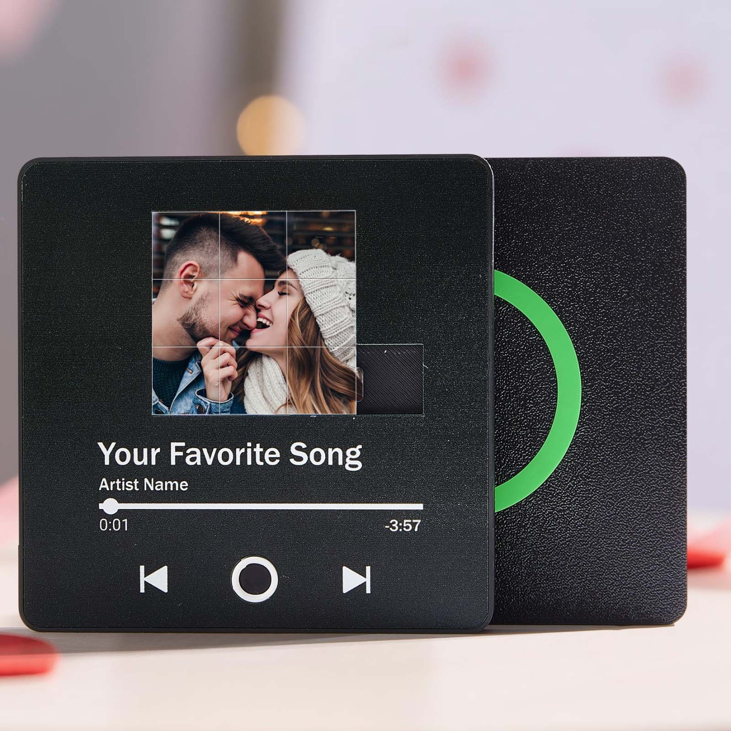 Custom Sliding Puzzle Music Photo Fridge Magnet, Personalized Photo & Song, Best Christmas Gift for Couple, Family, Friend