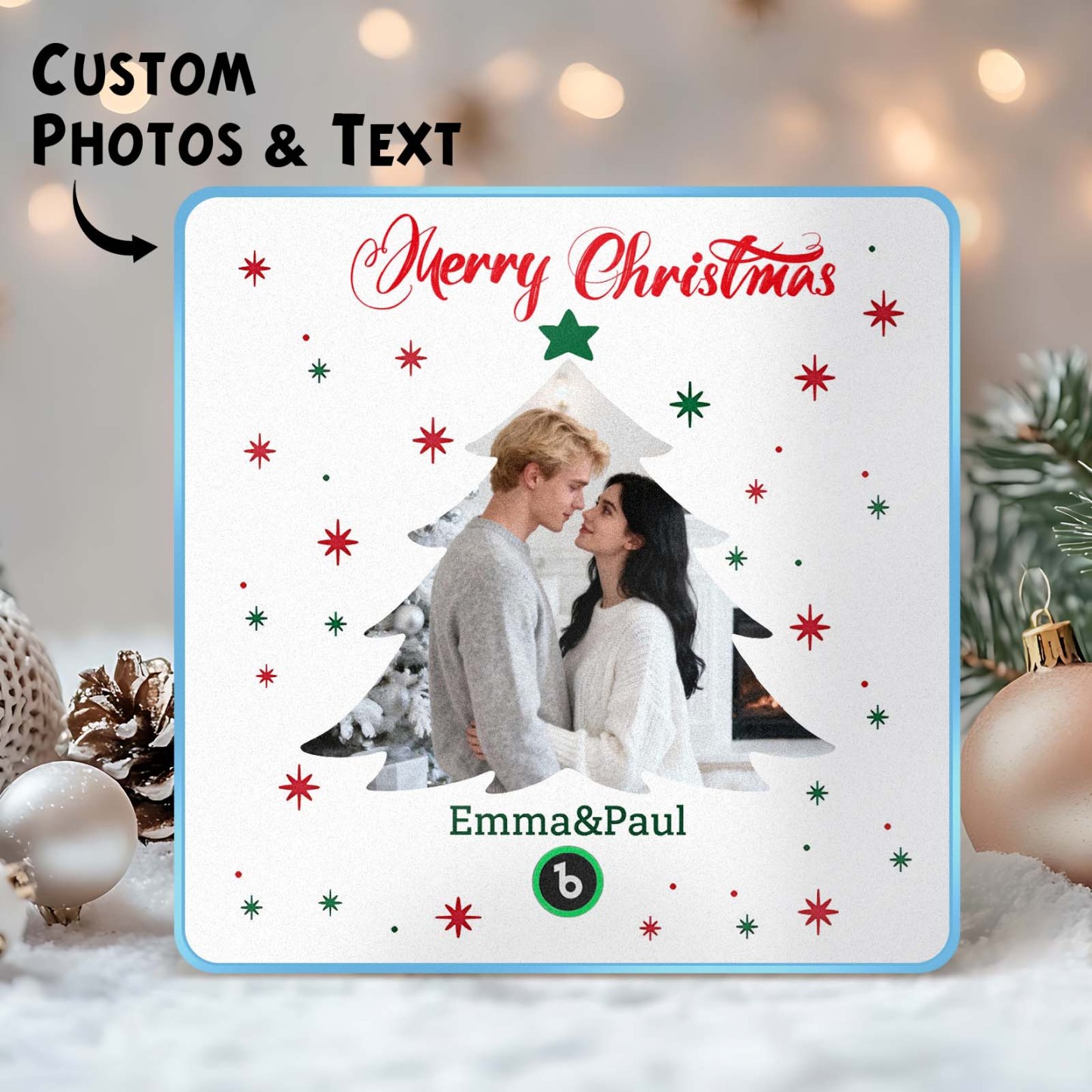 Custom Christmas Tree Music Fridge Magnet Personalized Music Photo for Your Loved Ones