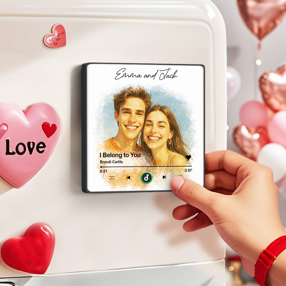 Custom Music Fridge Magnet Personalized Music Photo Oil Painting Style for Your Loved Ones