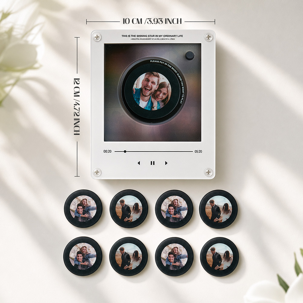 Custom Mini Vinyl Record Music Player With 9 Discs,  Magnetic Disc Music Player with Rechargeable Battery