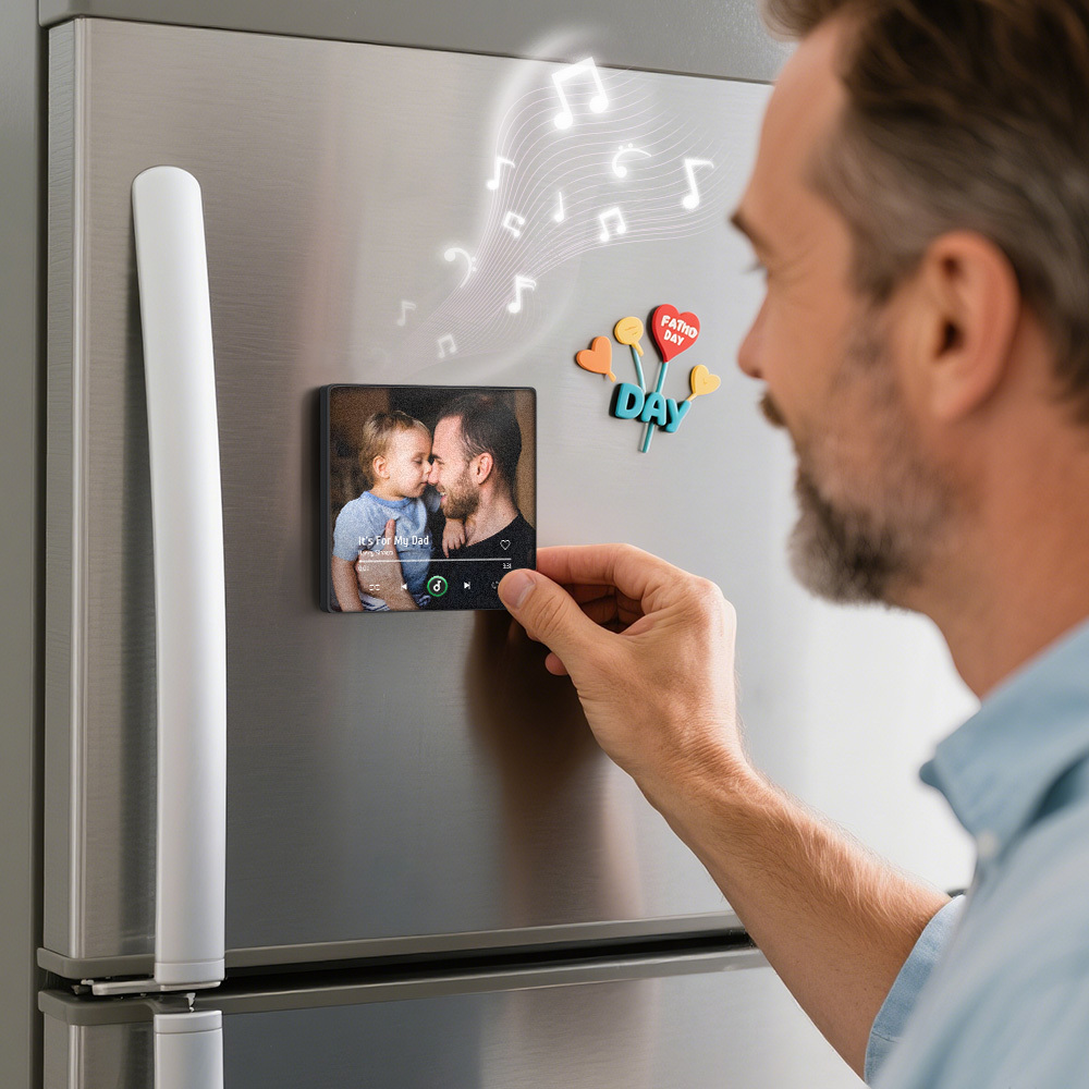 Custom Music Fridge Magnets Custom Music Fridge Magnet Colorful Frame Album Fridge Magnet Can Play Songs Gift for Dad
