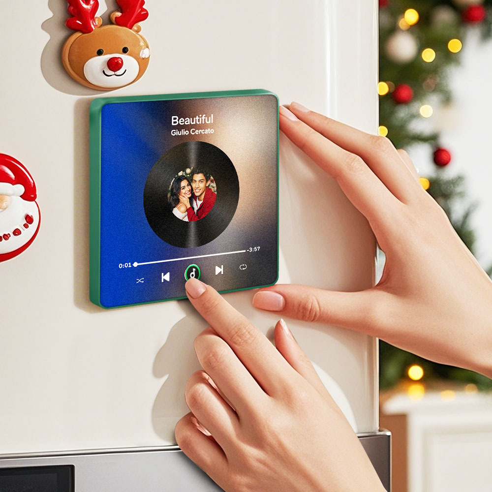 Christmas Gifts Gift for Him New 4.0 Upgrade Custom Music Fridge Magnet Colorful Frame Album Fridge Magnet Can Play Songs Gift for Couple