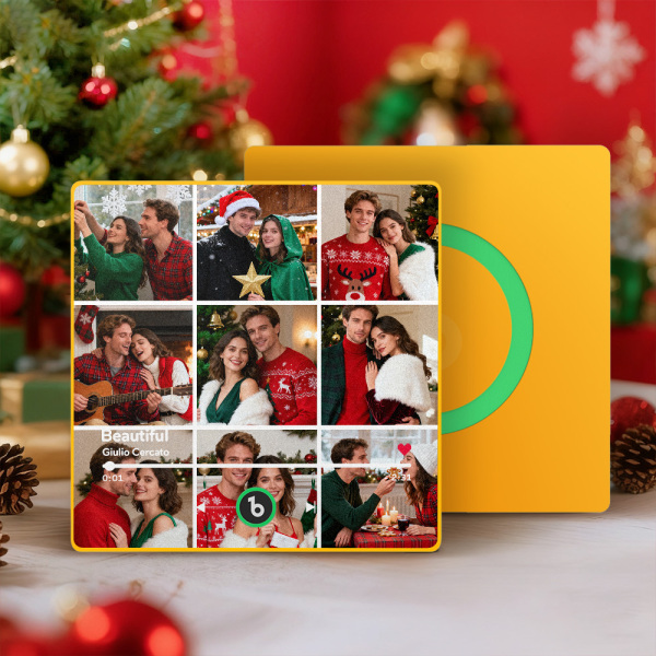 Christmas Gifts Customized Multiple Photo Music Fridge Magnet Can Play Songs Personalized Music Wall Photo Sticker