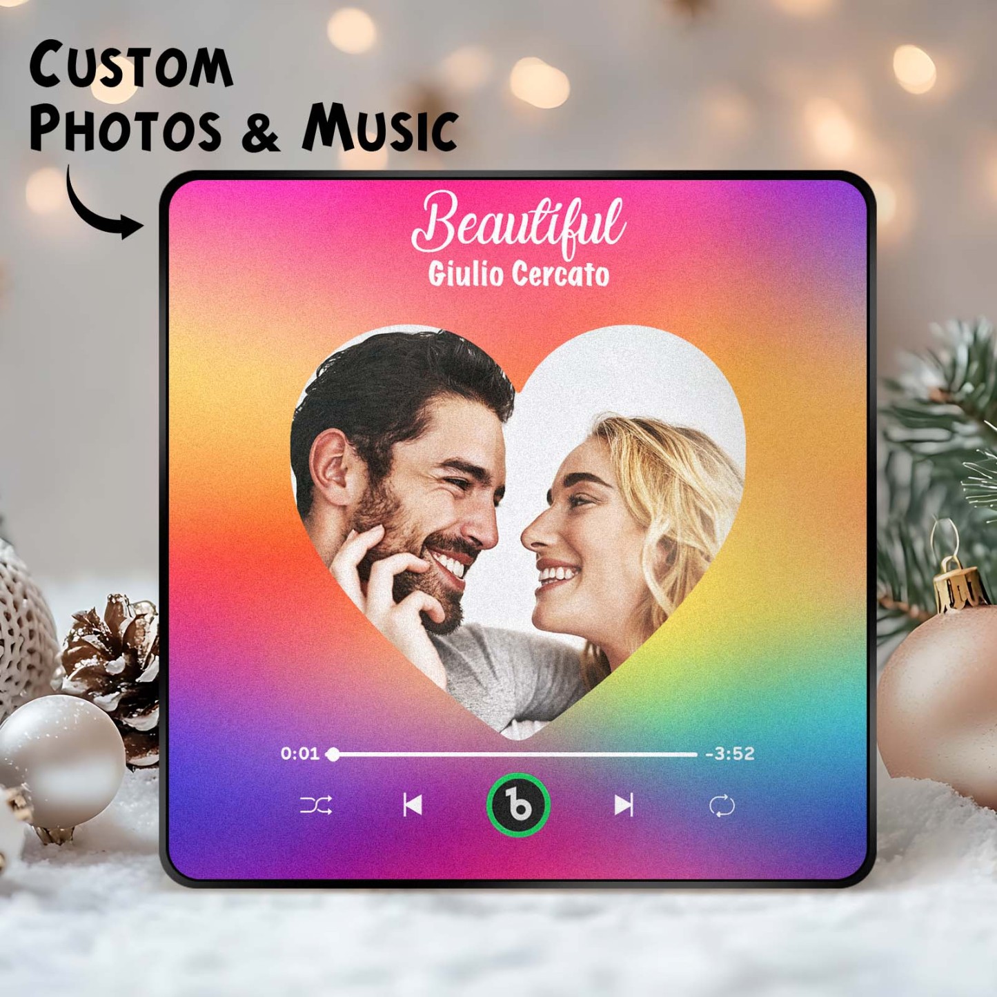 New 4.0 Upgrade Custom Music Fridge Magnet Colorful Frame Album Fridge Magnet Can Play Songs Gift for Couple