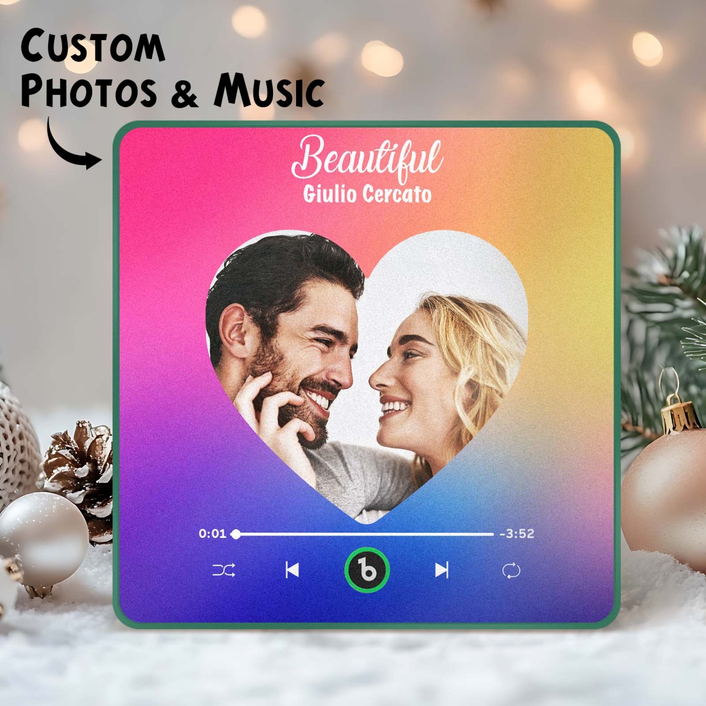 New 4.0 Upgrade Custom Music Fridge Magnet Colorful Frame Album Fridge Magnet Can Play Songs Gift for Couple