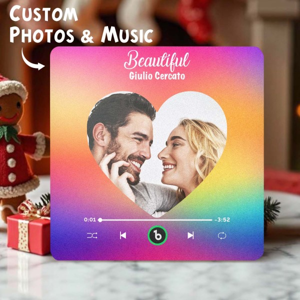 New 4.0 Upgrade Custom Music Fridge Magnet Colorful Frame Album Fridge Magnet Can Play Songs Gift for Couple