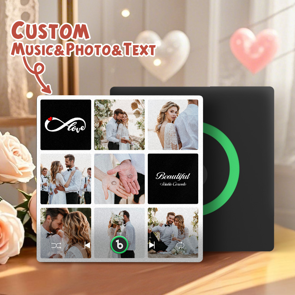 Custom Music Fridge Magnets Valentine's Day Gifts Custom Music Fridge Magnet Colorful Frame Album Fridge Magnet Can Play Songs Gift for Couple