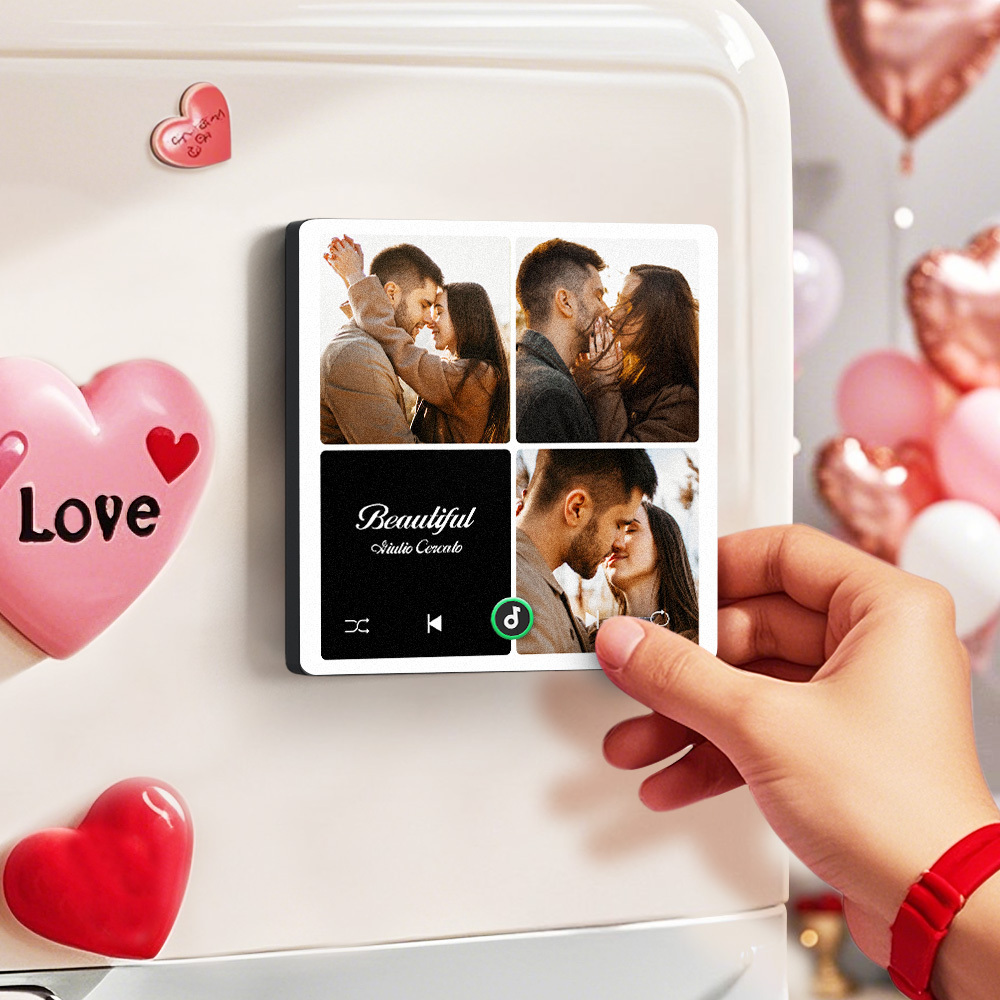 Custom Music Fridge Magnets Valentine's Day Gifts Custom Music Fridge Magnet Colorful Frame Album Fridge Magnet Can Play Songs Gift for Couple