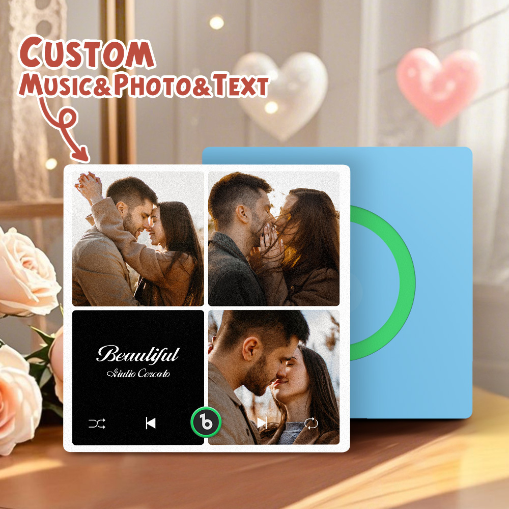 Custom Music Fridge Magnets Valentine's Day Gifts Custom Music Fridge Magnet Colorful Frame Album Fridge Magnet Can Play Songs Gift for Couple