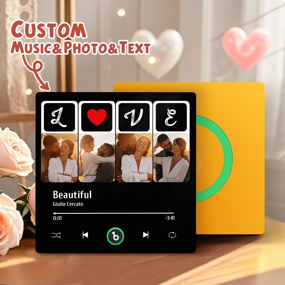 Custom Music Fridge Magnets Valentine's Day Gifts Custom Music Fridge Magnet Colorful Frame Album Fridge Magnet Can Play Songs Gift for Couple