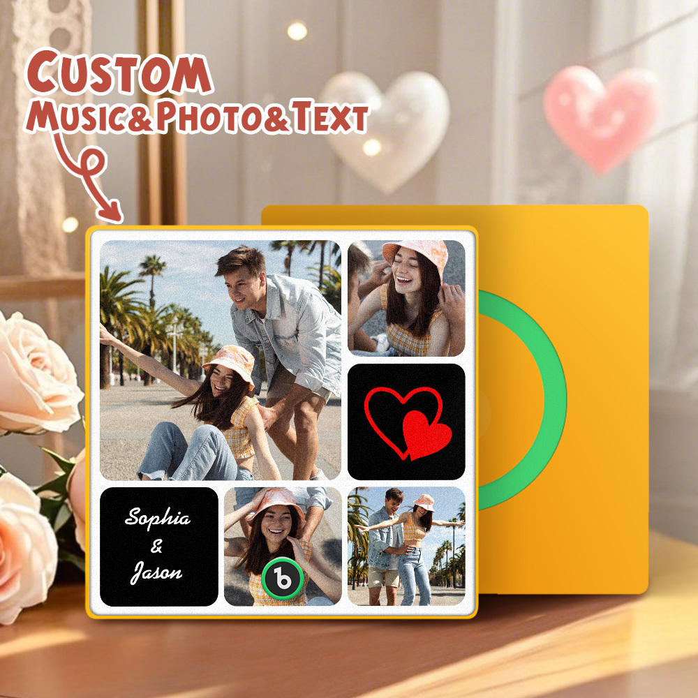 Custom Music Fridge Magnets Valentine's Day Gifts Custom Music Fridge Magnet Colorful Frame Album Fridge Magnet Can Play Songs Gift for Couple