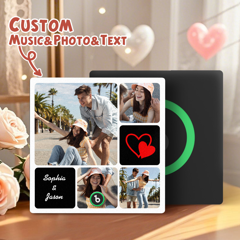 Custom Music Fridge Magnets Valentine's Day Gifts Custom Music Fridge Magnet Colorful Frame Album Fridge Magnet Can Play Songs Gift for Couple
