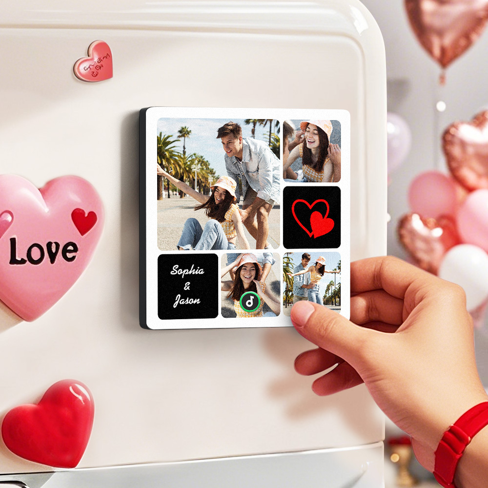 Custom Music Fridge Magnets Valentine's Day Gifts Custom Music Fridge Magnet Colorful Frame Album Fridge Magnet Can Play Songs Gift for Couple