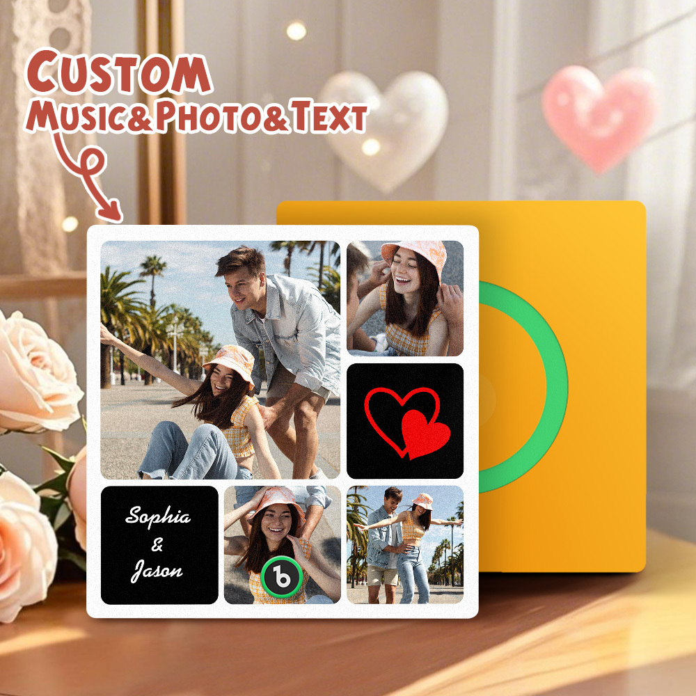 Custom Music Fridge Magnets Valentine's Day Gifts Custom Music Fridge Magnet Colorful Frame Album Fridge Magnet Can Play Songs Gift for Couple