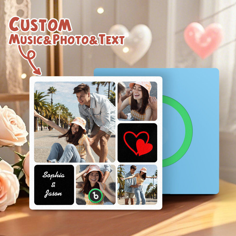 Custom Music Fridge Magnets Valentine's Day Gifts Custom Music Fridge Magnet Colorful Frame Album Fridge Magnet Can Play Songs Gift for Couple