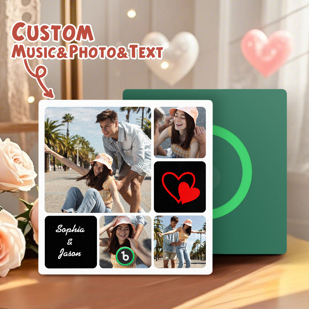 Custom Music Fridge Magnets Valentine's Day Gifts Custom Music Fridge Magnet Colorful Frame Album Fridge Magnet Can Play Songs Gift for Couple