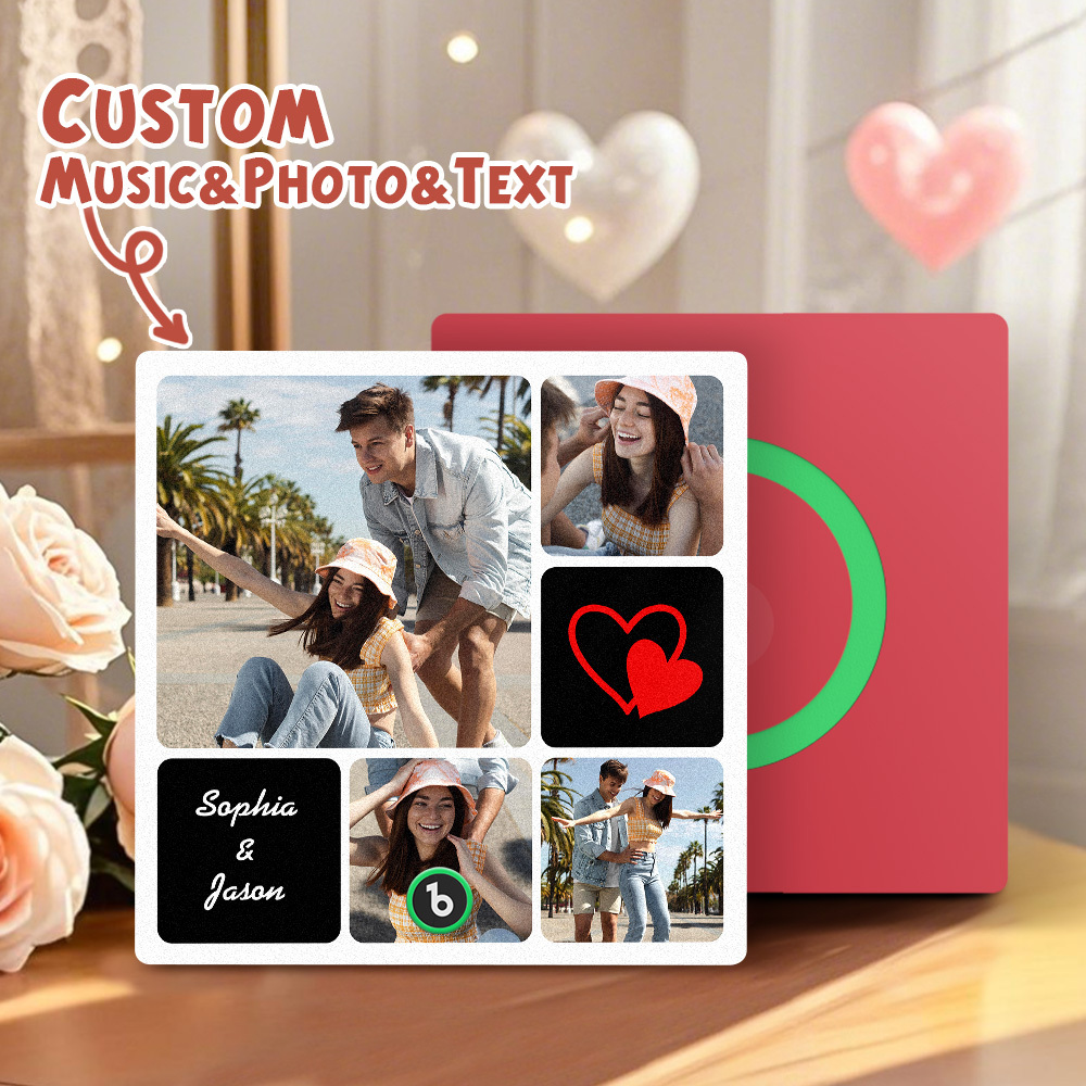Custom Music Fridge Magnets Valentine's Day Gifts Custom Music Fridge Magnet Colorful Frame Album Fridge Magnet Can Play Songs Gift for Couple