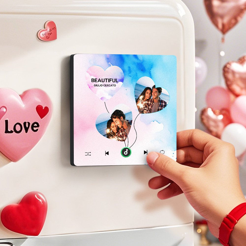 Custom Music Fridge Magnets Valentine's Day Gifts Custom Music Fridge Magnet Colorful Frame Album Fridge Magnet Can Play Songs Gift for Couple