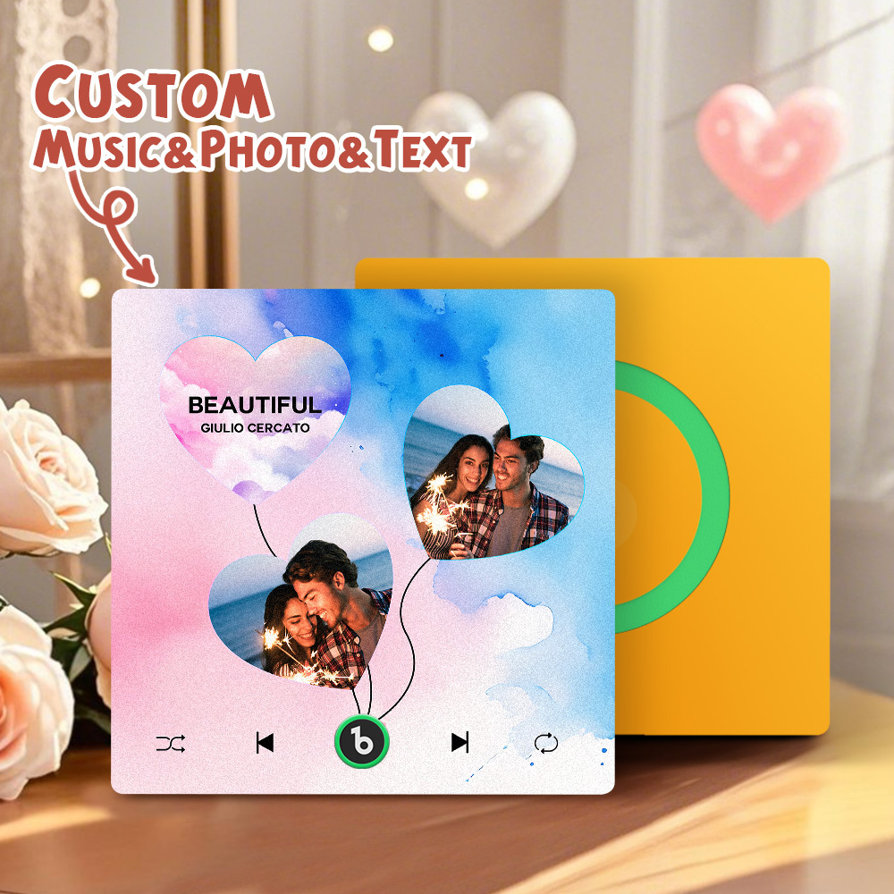 Custom Music Fridge Magnets Valentine's Day Gifts Custom Music Fridge Magnet Colorful Frame Album Fridge Magnet Can Play Songs Gift for Couple