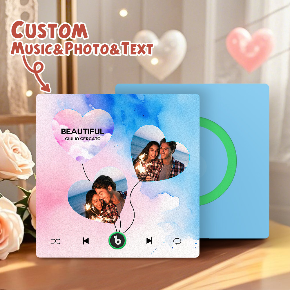 Custom Music Fridge Magnets Valentine's Day Gifts Custom Music Fridge Magnet Colorful Frame Album Fridge Magnet Can Play Songs Gift for Couple