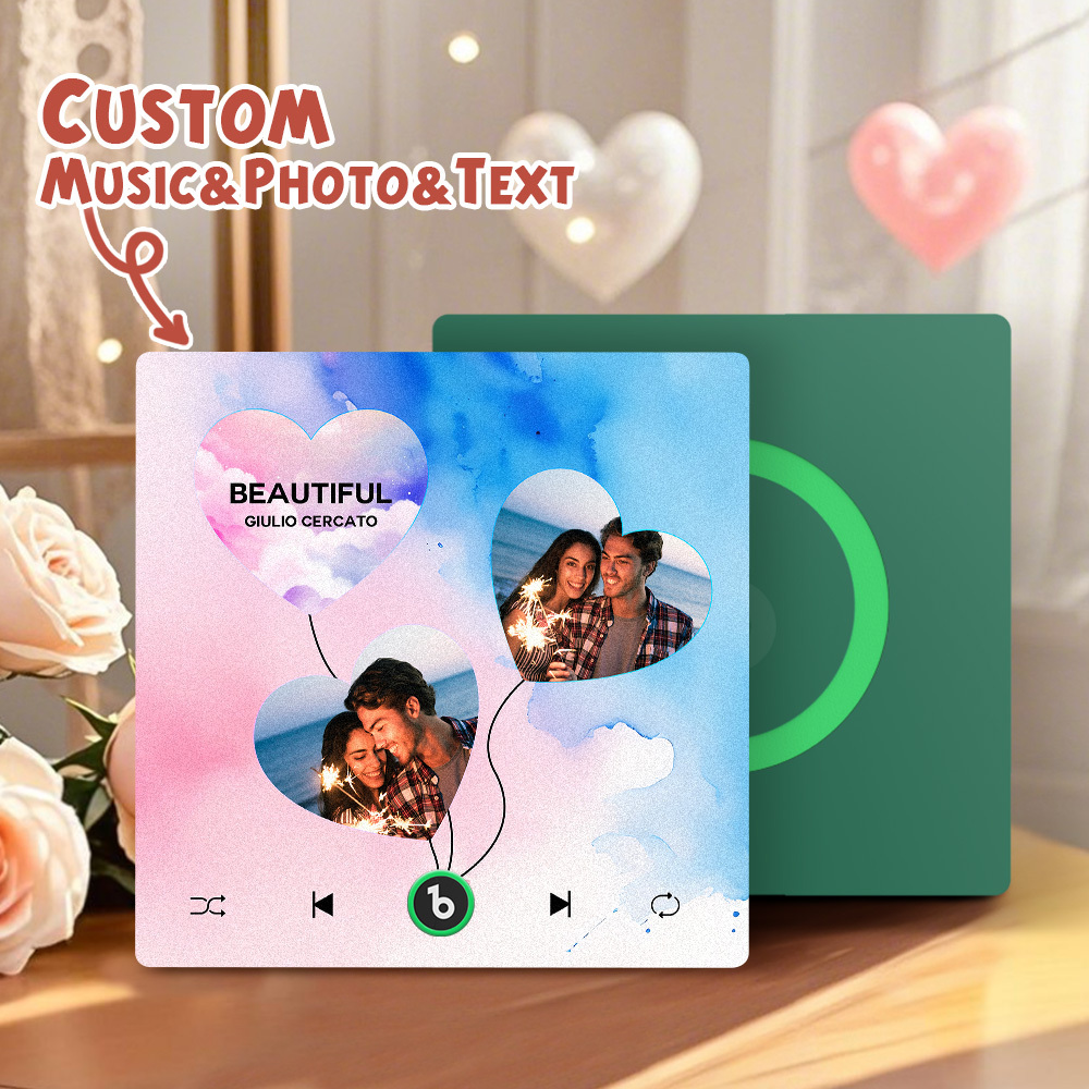 Custom Music Fridge Magnets Valentine's Day Gifts Custom Music Fridge Magnet Colorful Frame Album Fridge Magnet Can Play Songs Gift for Couple