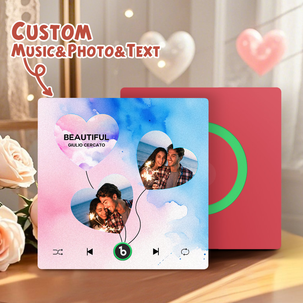 Custom Music Fridge Magnets Valentine's Day Gifts Custom Music Fridge Magnet Colorful Frame Album Fridge Magnet Can Play Songs Gift for Couple