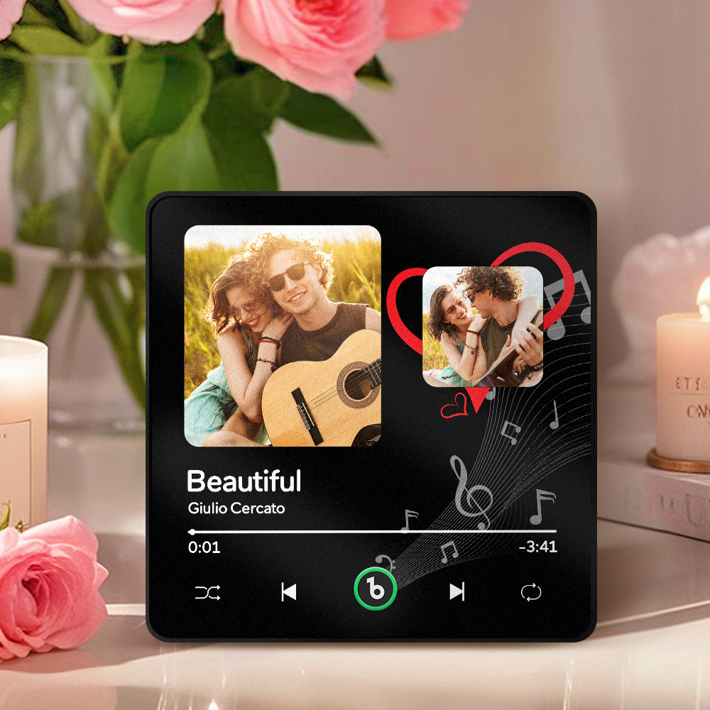 Custom Music Fridge Magnets Valentine's Day Gifts Custom Music Fridge Magnet Colorful Frame Album Fridge Magnet Can Play Songs Gift for Couple