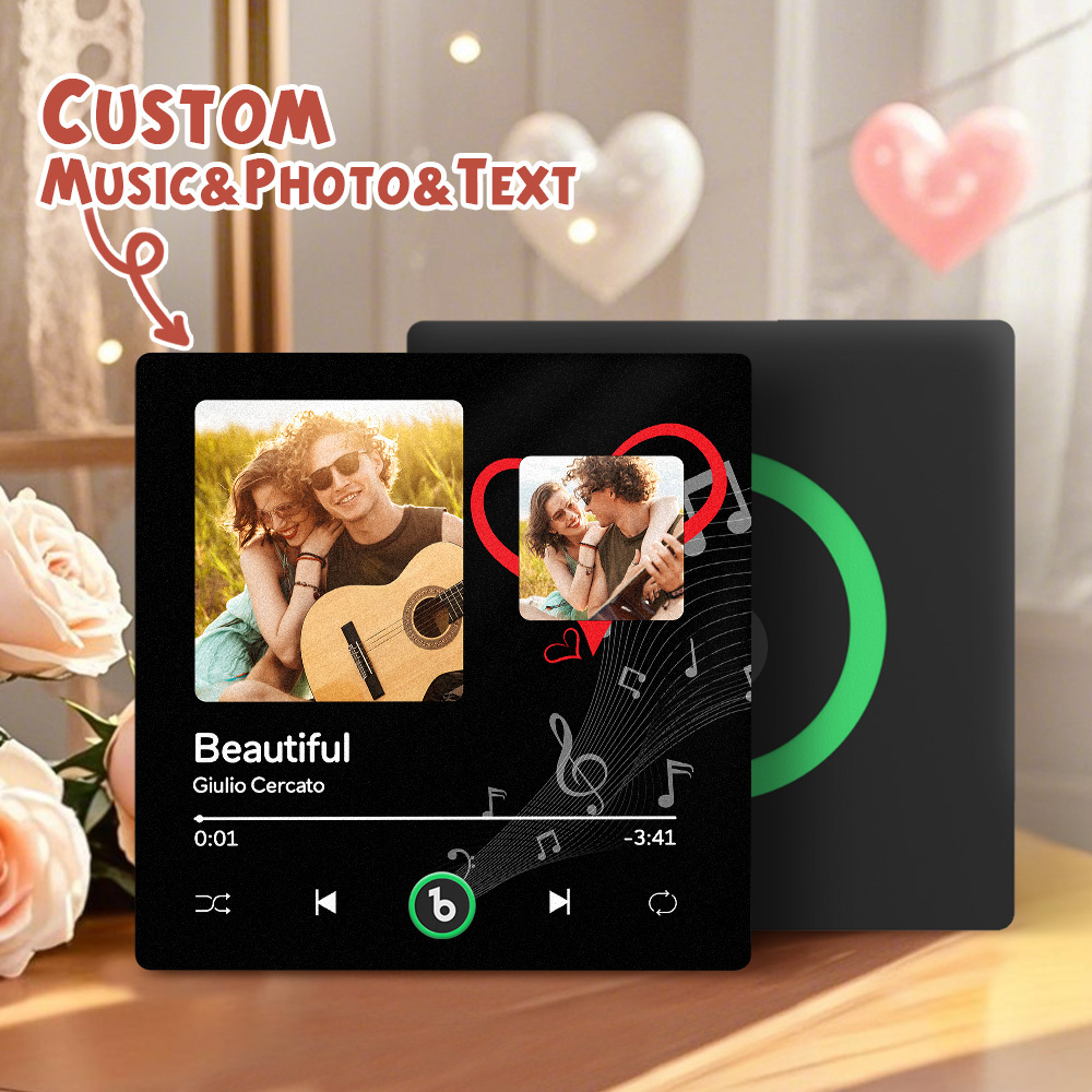 Custom Music Fridge Magnets Valentine's Day Gifts Custom Music Fridge Magnet Colorful Frame Album Fridge Magnet Can Play Songs Gift for Couple