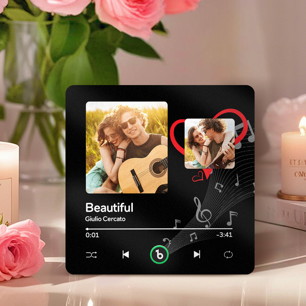 Custom Music Fridge Magnets Valentine's Day Gifts Custom Music Fridge Magnet Colorful Frame Album Fridge Magnet Can Play Songs Gift for Couple