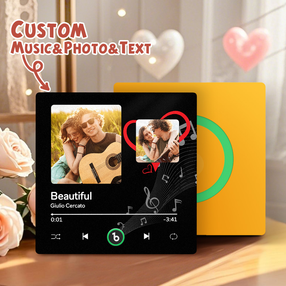 Custom Music Fridge Magnets Valentine's Day Gifts Custom Music Fridge Magnet Colorful Frame Album Fridge Magnet Can Play Songs Gift for Couple